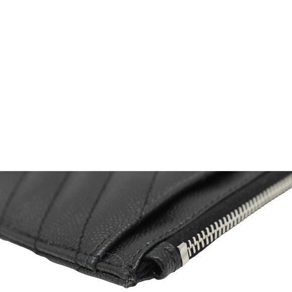 YVES SAINT LAURENT Monogram Bill Grain De Poudre Chevron Leather Zip Pouch Black - Picture 5 of 12